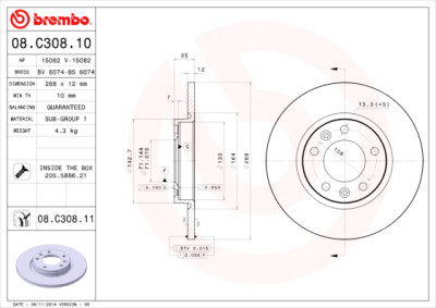 Set dischi freno BREMBO COATED DISC LINE 08.C308.11