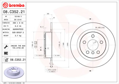 Set dischi freno BREMBO 08.C352.21