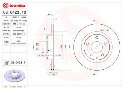 Set dischi freno BREMBO 08.C423.11