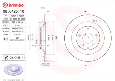 Set dischi freno BREMBO 08.C425.11
