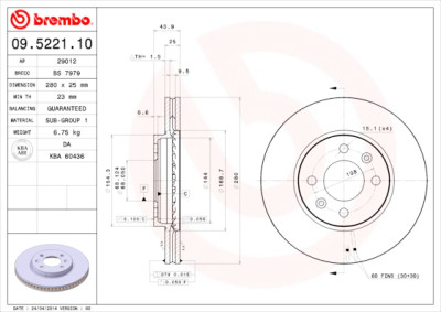 Set dischi freno BREMBO 09.5221.10