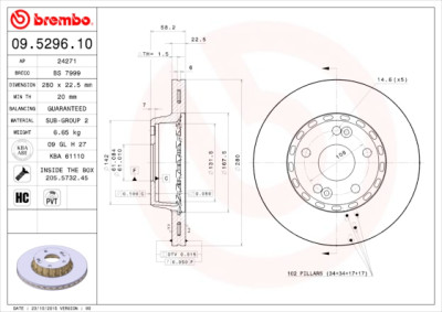 Set di 2 dischi freno BREMBO 09.5296.10