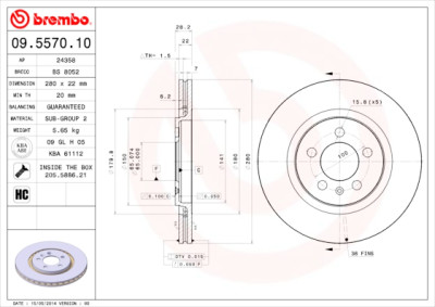 Set dischi freno BREMBO 09.5570.10