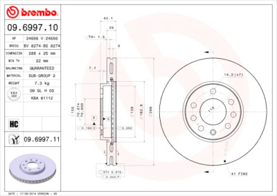 Set dischi freno BREMBO 09.6997.10