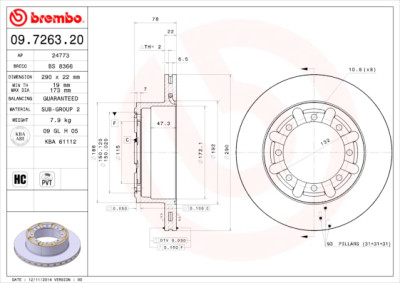 Set dischi freno BREMBO 09.7263.20