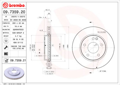Set dischi freno BREMBO 09.7359.20