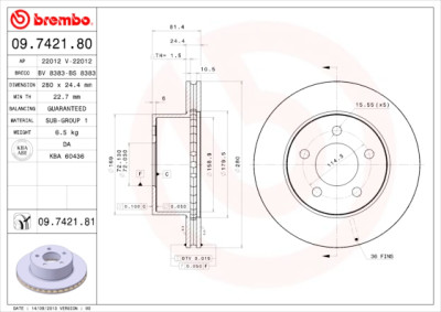 Set dischi freno BREMBO 09.7421.80
