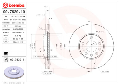 Set dischi freno BREMBO 09.7629.10