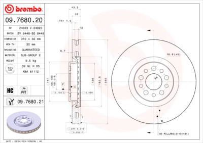 Set dischi freno BREMBO 09.7680.20