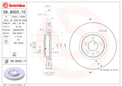 Set dischi freno BREMBO 09.8003.10