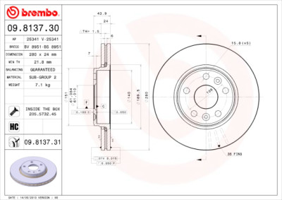 Set dischi freno BREMBO 09.8137.30