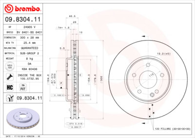 Set dischi freno BREMBO COATED DISC LINE 09.8304.11