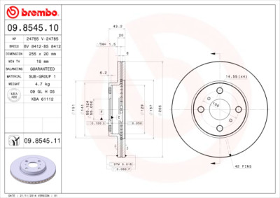 Set dischi freno BREMBO 09.8545.10