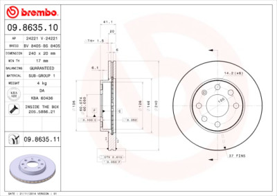 Set dischi freno BREMBO 09.8635.10
