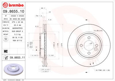 Set dischi freno BREMBO 09.8655.10