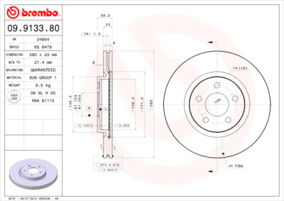 Set dischi freno BREMBO 09.9133.80