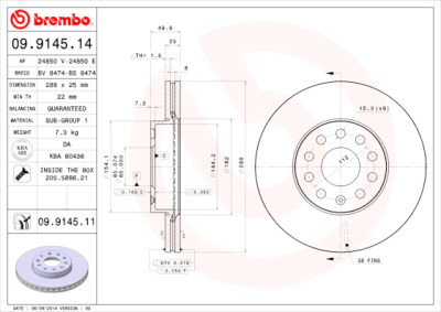 Set dischi freno BREMBO COATED DISC LINE 09.9145.11