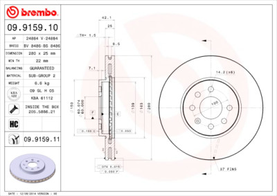 Set dischi freno BREMBO 09.9159.10