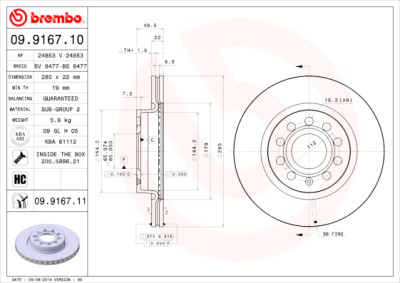 Set dischi freno BREMBO 09.9167.10
