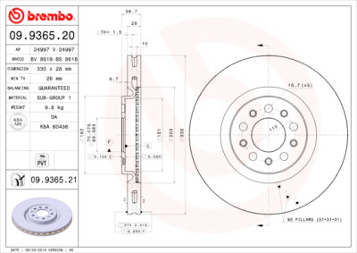 Set dischi freno BREMBO 09.9365.20