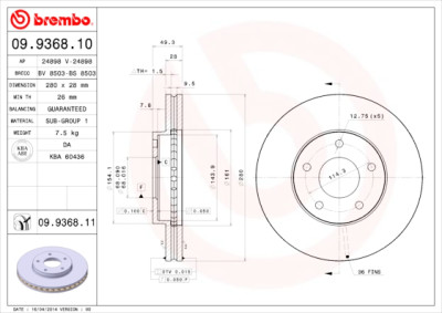 Set dischi freno BREMBO 09.9368.10