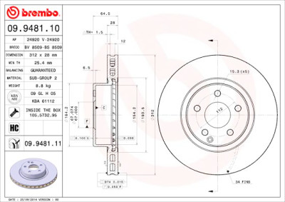 Set dischi freno BREMBO COATED DISC LINE 09.9481.11