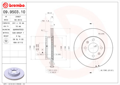 Set dischi freno BREMBO 09.9503.10