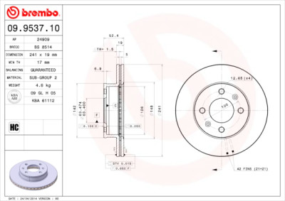 Set dischi freno BREMBO 09.9537.10