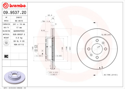 Set dischi freno BREMBO 09.9537.20