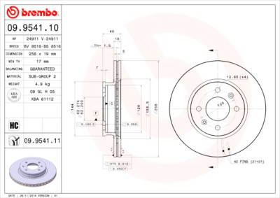 Set dischi freno BREMBO 09.9541.10