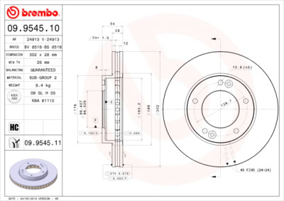 Set dischi freno BREMBO 09.9545.10