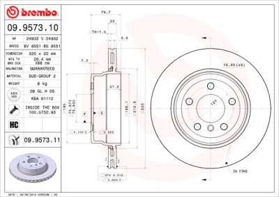 Set dischi freno BREMBO 09.9573.10