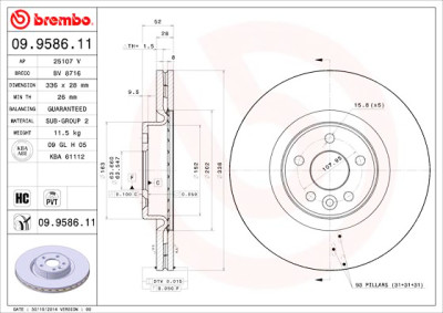 Set dischi freno BREMBO COATED DISC LINE 09.9586.11