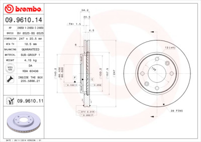 Set dischi freno BREMBO 09.9610.14