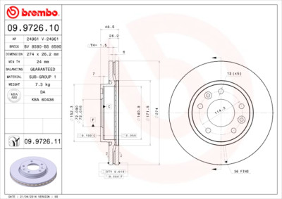 Set dischi freno BREMBO 09.9726.10