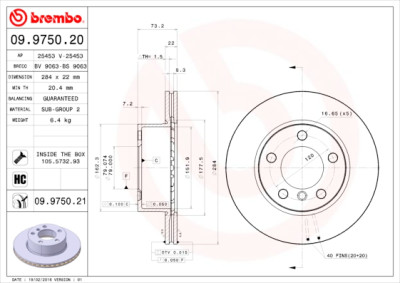 Set dischi freno BREMBO COATED DISC LINE 09.9750.21