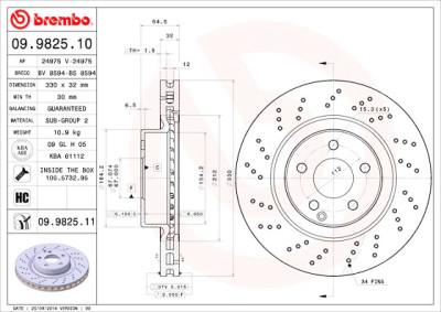 Set dischi freno BREMBO 09.9825.10