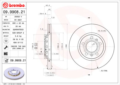 Set dischi freno BREMBO COATED DISC LINE 09.9908.21