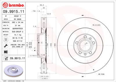 Set dischi freno BREMBO COATED DISC LINE 09.9915.11