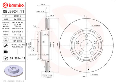 Set dischi freno BREMBO COATED DISC LINE 09.9924.11