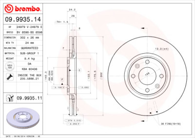 Set dischi freno BREMBO COATED DISC LINE 09.9935.11