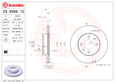 Set dischi freno BREMBO 09.9998.10