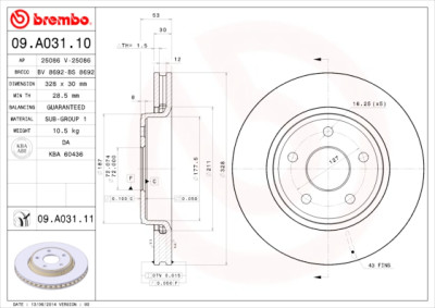Set dischi freno BREMBO 09.A031.10