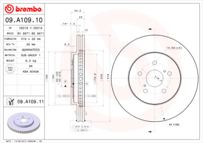 Set dischi freno BREMBO 09.A109.10