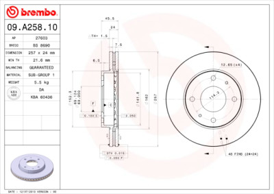 Set dischi freno BREMBO 09.A258.10
