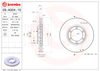 Set dischi freno BREMBO 09.A304.10