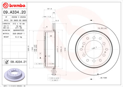 Set dischi freno BREMBO 09.A334.20