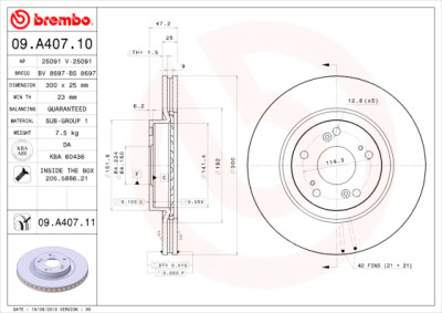 Set dischi freno BREMBO 09.A407.10