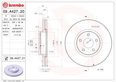 Set dischi freno BREMBO 09.A427.20