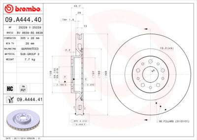 Set dischi freno BREMBO 09.A444.40